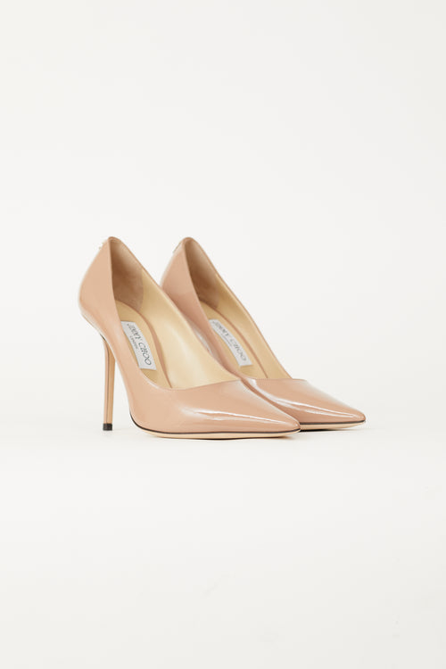 Jimmy Choo Beige Patent Leather Love 100 Pump