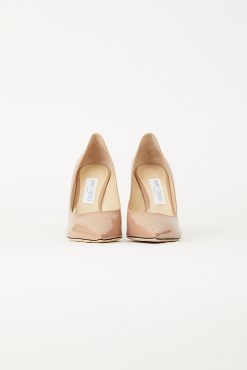 Jimmy Choo Beige Patent Leather Love 100 Pump