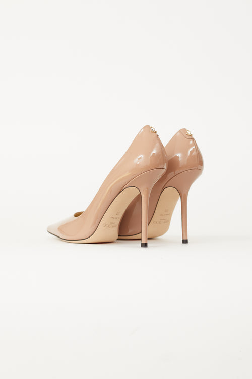 Jimmy Choo Beige Patent Leather Love 100 Pump