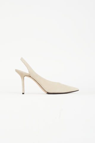 Jimmy Choo Beige Suede Ivy 85 Slingback Pump