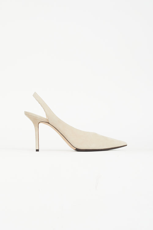 Jimmy Choo Beige Suede Ivy 85 Slingback Pump