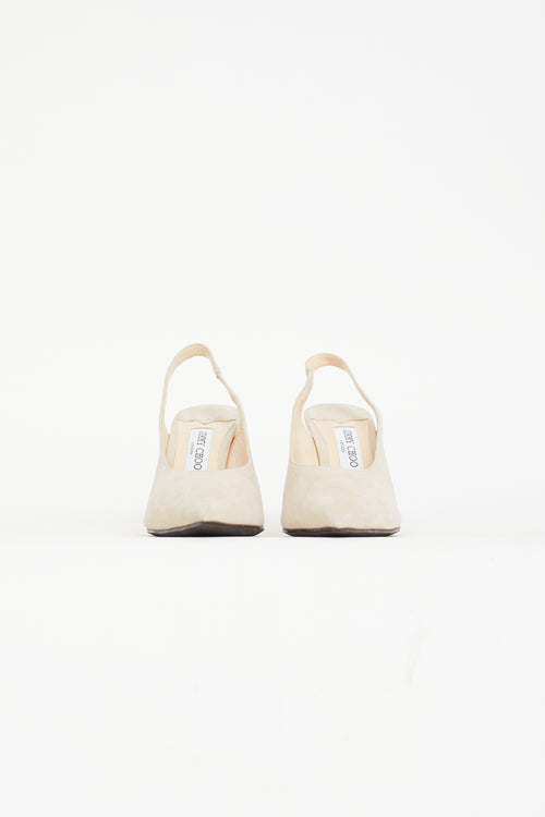 Jimmy Choo Beige Suede Ivy 85 Slingback Pump