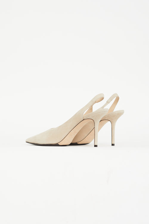 Jimmy Choo Beige Suede Ivy 85 Slingback Pump