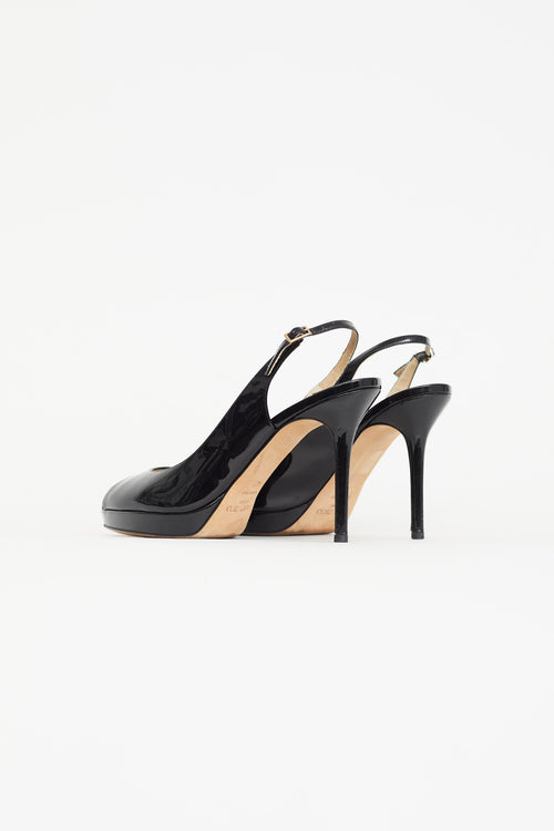 Jimmy Choo Black Patent Leather Nova 100 Slingback Heel