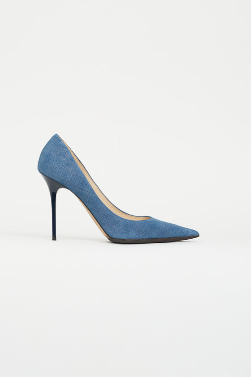 Jimmy Choo Blue Denim Abel Pointed Pump