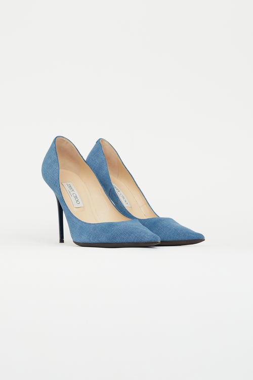 Jimmy Choo Blue Denim Abel Pointed Pump