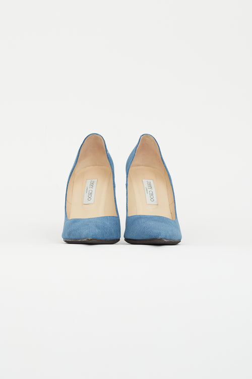 Jimmy Choo Blue Denim Abel Pointed Pump