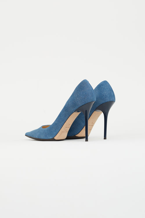 Jimmy Choo Blue Denim Abel Pointed Pump