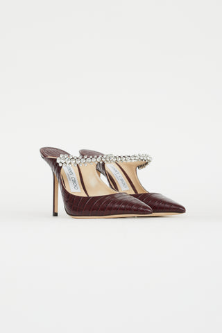 Jimmy Choo Burgundy Embossed Leather Bing 100 Pump