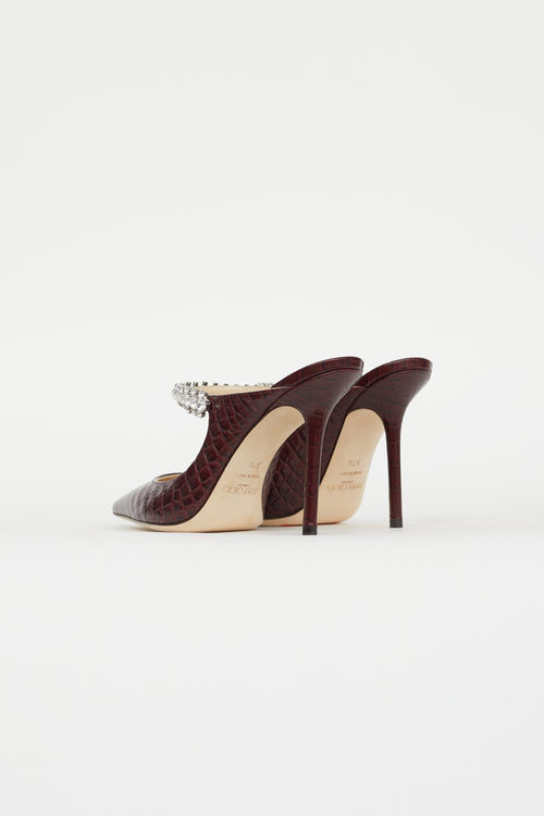 Jimmy Choo Burgundy Embossed Leather Bing 100 Pump