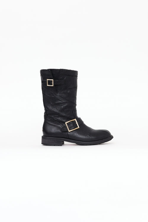 Jimmy Choo Black Leather Biker II Boot