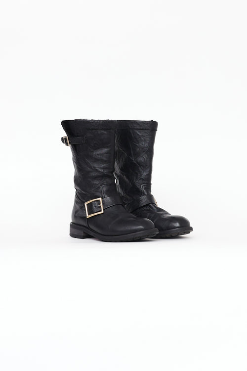 Jimmy Choo Black Leather Biker II Boot