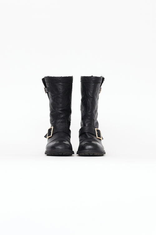 Jimmy Choo Black Leather Biker II Boot