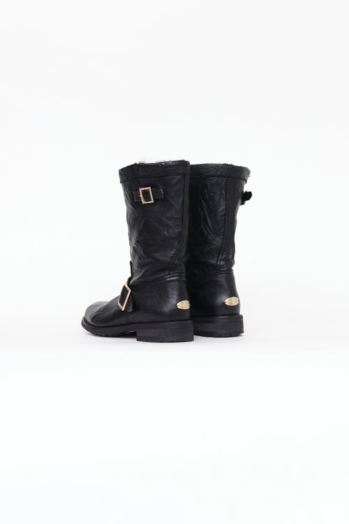 Jimmy Choo Black Leather Biker II Boot