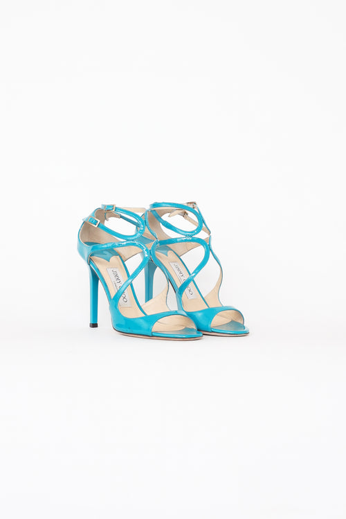 Jimmy Choo Teal Patent Leather Strap Pump