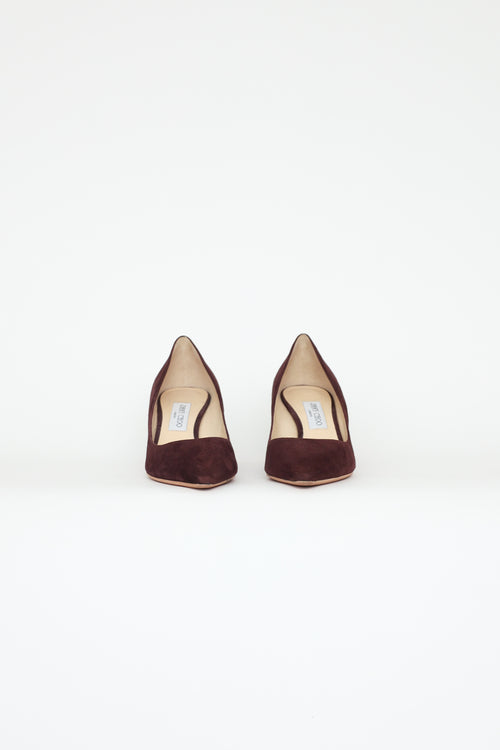 Jimmy Choo Burgundy Romy Suede Pumps