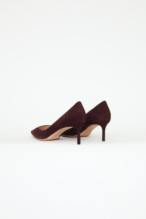 Jimmy Choo Burgundy Romy Suede Pumps