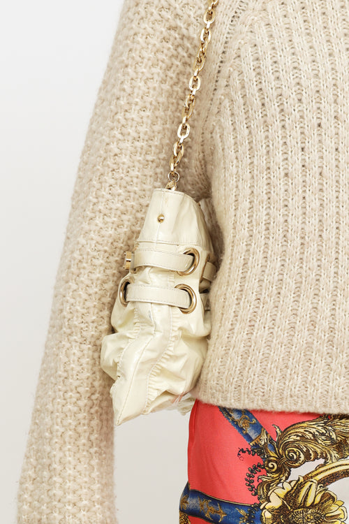 Jimmy Choo Cream Patent Riki Chain Bag