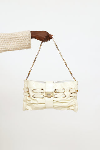 Jimmy Choo Cream Patent Riki Chain Bag