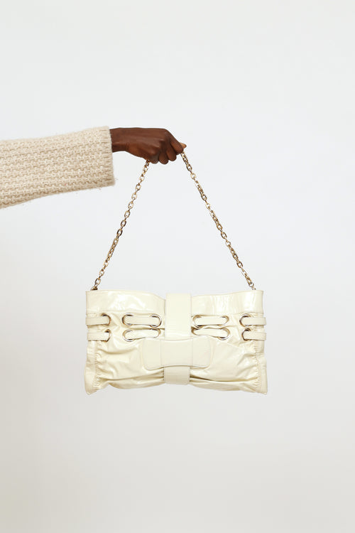 Jimmy Choo Cream Patent Riki Chain Bag