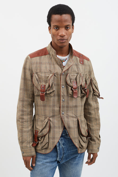 John Galliano FW05 Brown Plaid 
Leather  Jacket