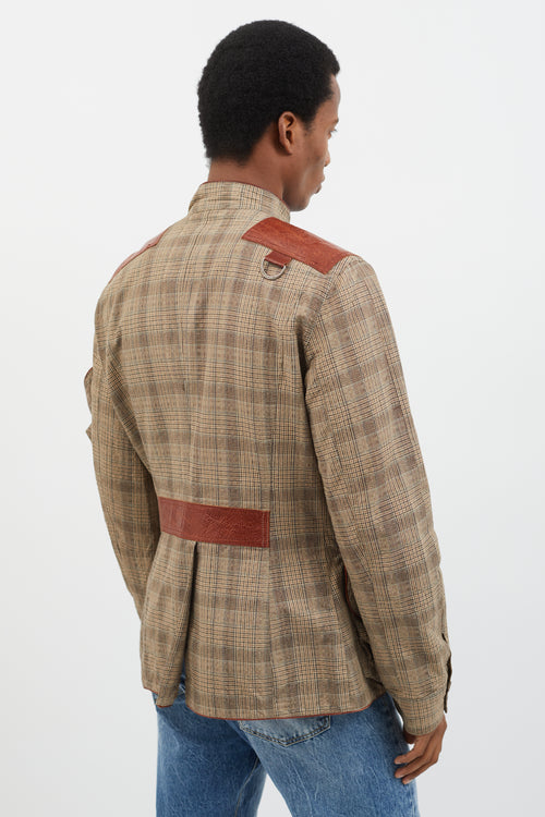 John Galliano FW05 Brown Plaid 
Leather  Jacket