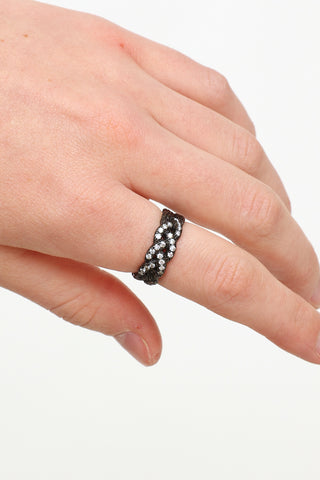 John Hardy Braided Ruthenium 
Diamond Ring