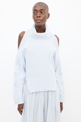 Jonathan Simkhai Blue Wool Knit Cut-Out Turtleneck Sweater