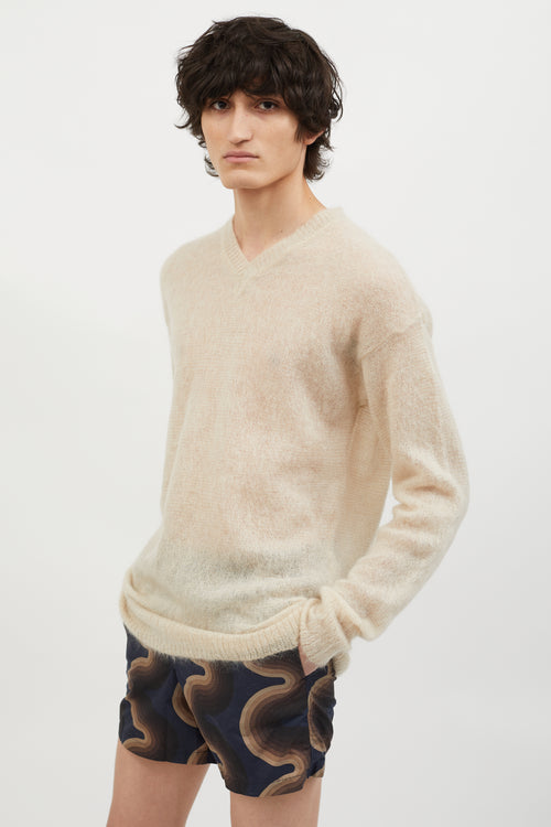 Joseph Cream V-Neck Knit Sweater