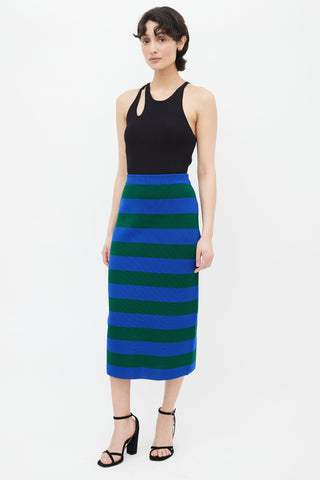 Joseph Blue 
Green Knit Stripe Pencil Skirt