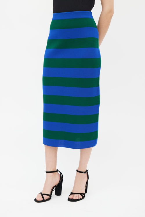 Joseph Blue 
Green Knit Stripe Pencil Skirt