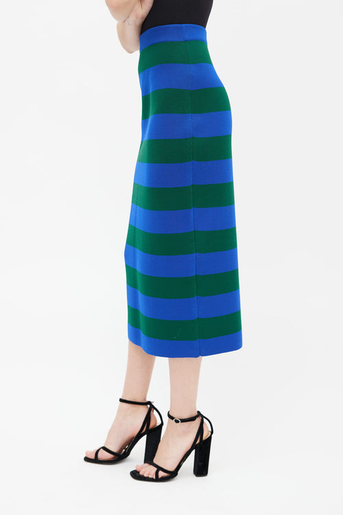 Joseph Blue 
Green Knit Stripe Pencil Skirt