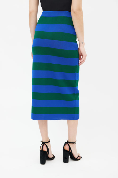 Joseph Blue 
Green Knit Stripe Pencil Skirt