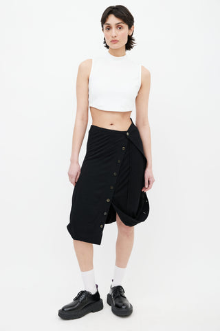 Junya Watanabe Black Asymmetric Bubble Hem Midi Skirt