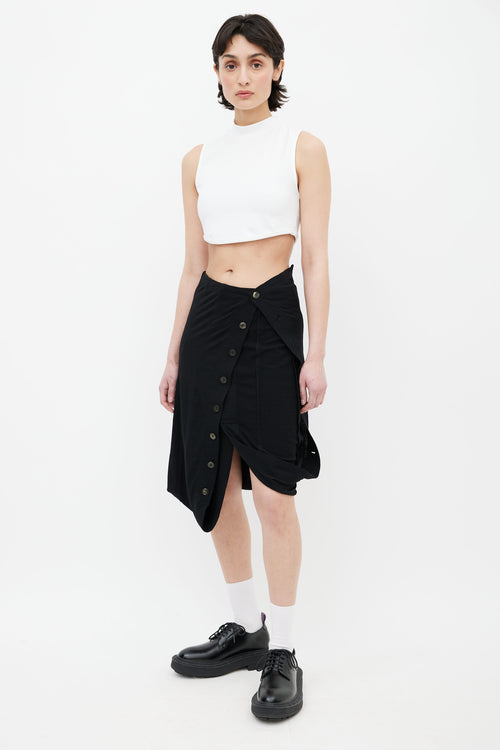 Junya Watanabe Black Asymmetric Bubble Hem Midi Skirt