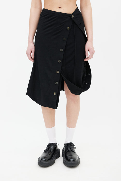 Junya Watanabe Black Asymmetric Bubble Hem Midi Skirt