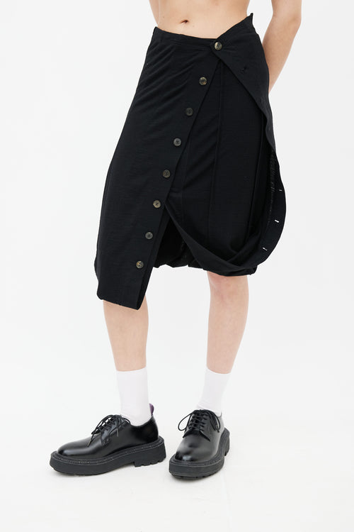 Junya Watanabe Black Asymmetric Bubble Hem Midi Skirt