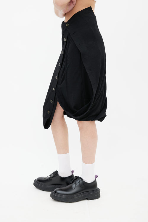 Junya Watanabe Black Asymmetric Bubble Hem Midi Skirt