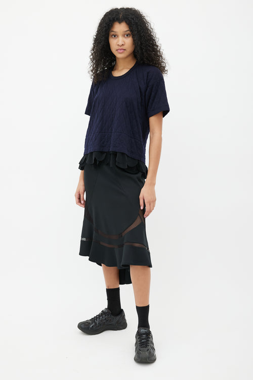 Junya Watanabe Black Hi-Low Flared Skirt