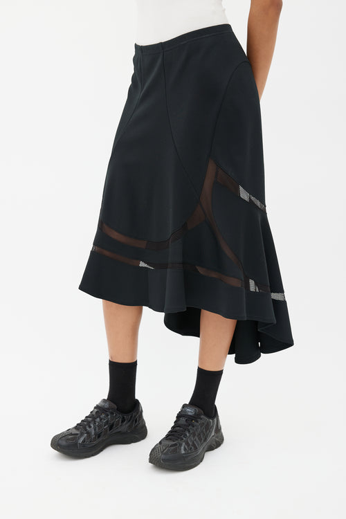 Junya Watanabe Black Hi-Low Flared Skirt