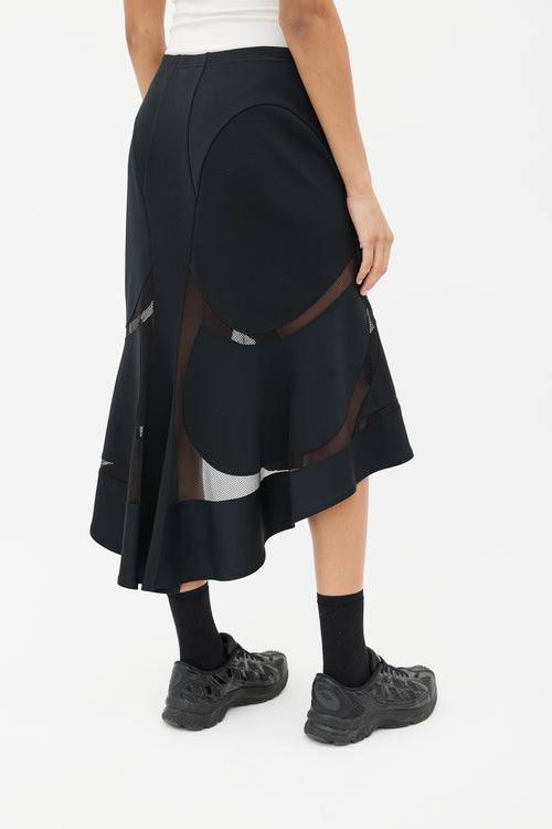 Junya Watanabe Black Hi-Low Flared Skirt