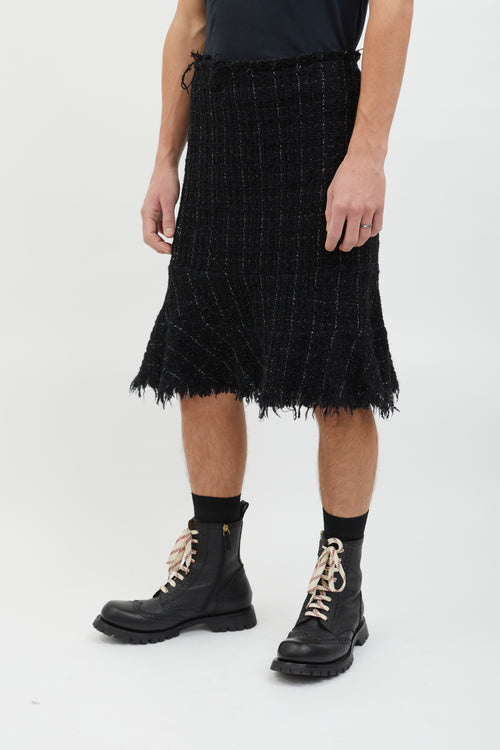 Junya Watanabe Black 
Silver Wool Tweed Skirt