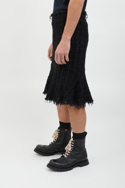 Junya Watanabe Black 
Silver Wool Tweed Skirt