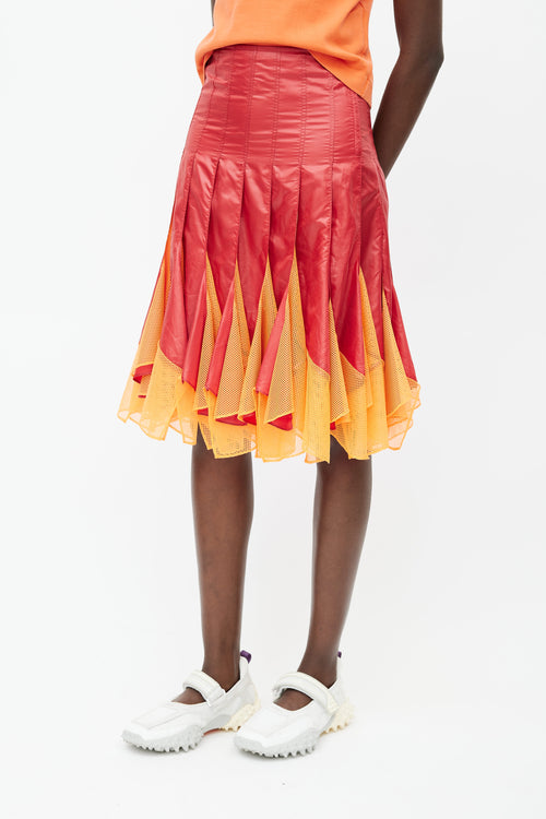 Junya Watanabe SS 2013 Red 
Orange Panelled Skirt