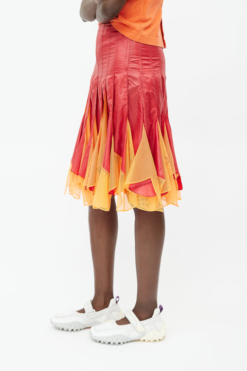 Junya Watanabe SS 2013 Red 
Orange Panelled Skirt