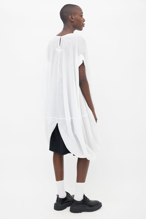 Junya Watanabe White Cotton Bateau Neckline Gathered Dress