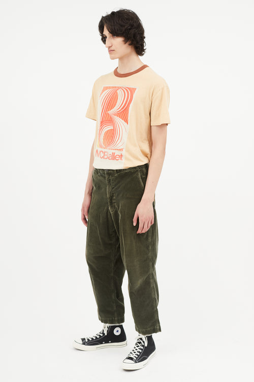 Junya Watanabe Green Corduroy Belted Pant