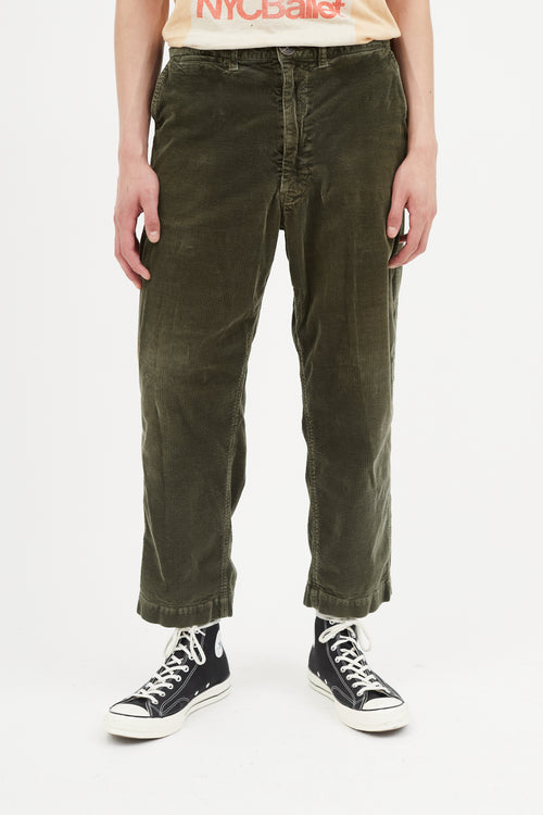 Junya Watanabe Green Corduroy Belted Pant