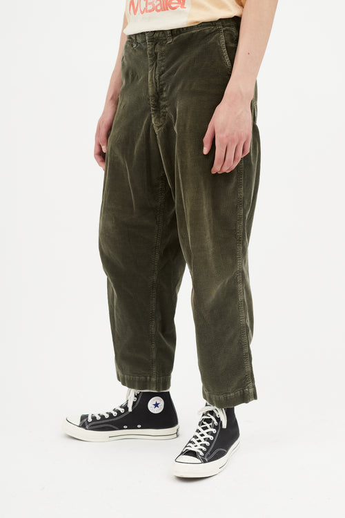 Junya Watanabe Green Corduroy Belted Pant