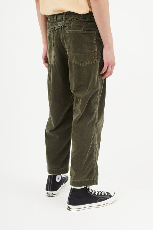 Junya Watanabe Green Corduroy Belted Pant